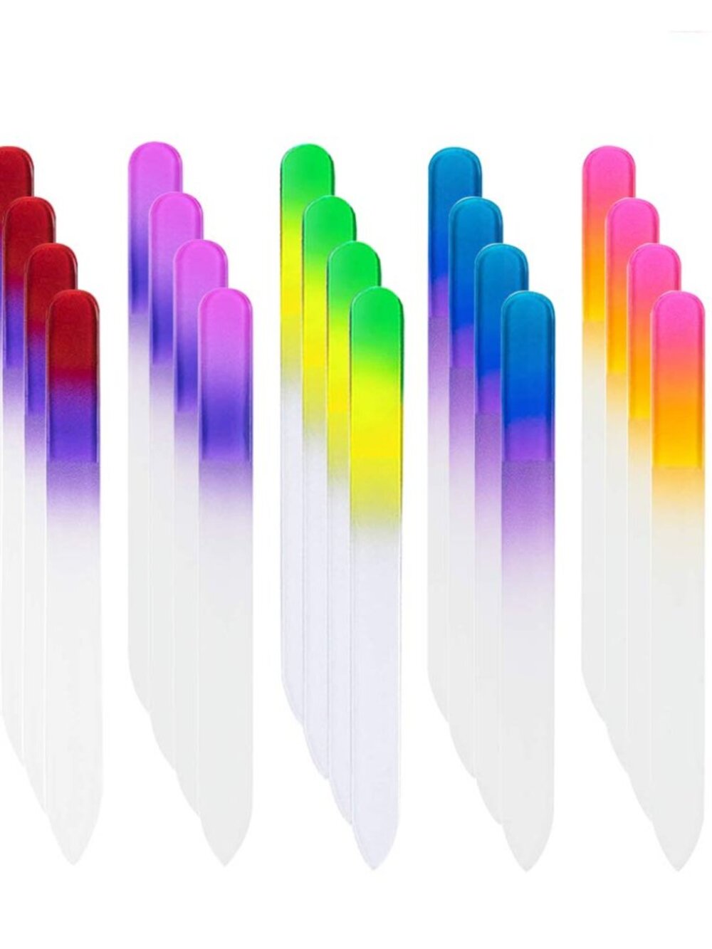 20 Pcs Glass Nail File Bulk with Plastic Sleeve, Crystal Fingernail Files Set, D
